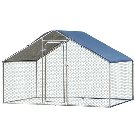 Pawhut Large Metal Chicken Coop For Chickens, Walk